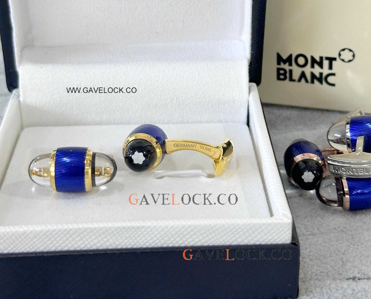 Copy Mont blanc Starwalker Floating Star Cufflink Blue-Gold